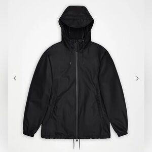 RAINS Storm Breaker Unisex Black Hooded Rain Jacket